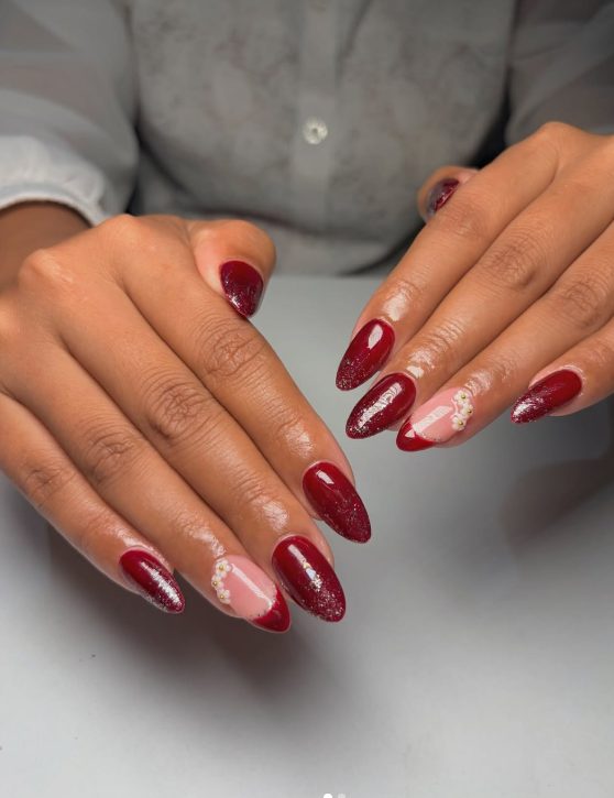 Red glitter nails